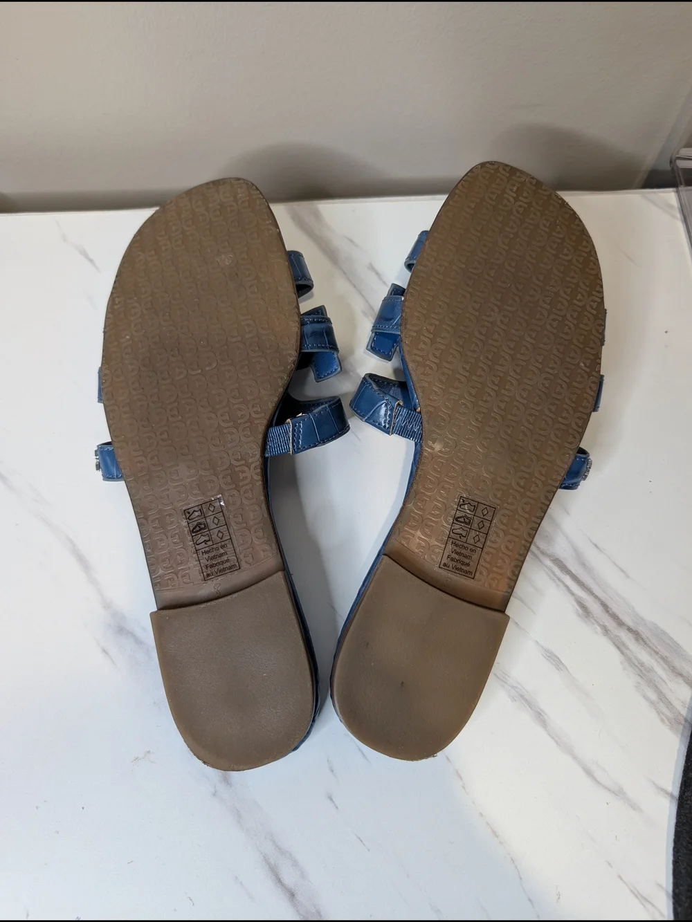 Sam Edelman Denim Blue Slide Sandals with Cutout Strap - Picture 2 of 2